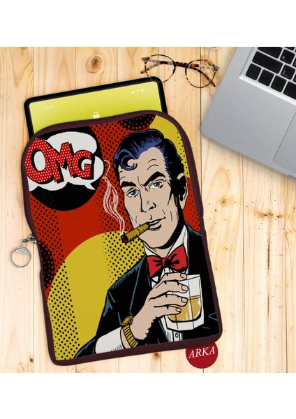 Gift Pop Art Tasarımlı Taşınabilir Koruyucu Tablet Kılıfı & Organizer Çanta - Bordo-11