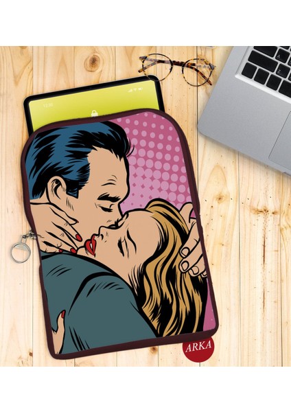 Gift Pop Art Tasarımlı Taşınabilir Koruyucu Tablet Kılıfı & Organizer Çanta - Bordo-10