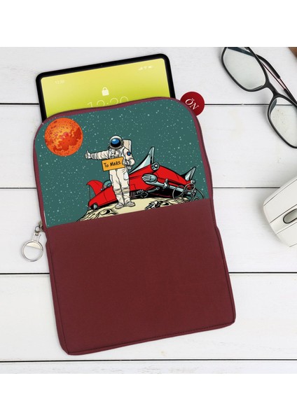 Gift Pop Art Tasarımlı Taşınabilir Koruyucu Tablet Kılıfı & Organizer Çanta - Bordo-8