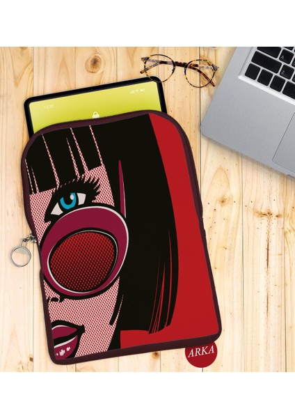 Gift Pop Art Tasarımlı Taşınabilir Koruyucu Tablet Kılıfı & Organizer Çanta - Bordo-7