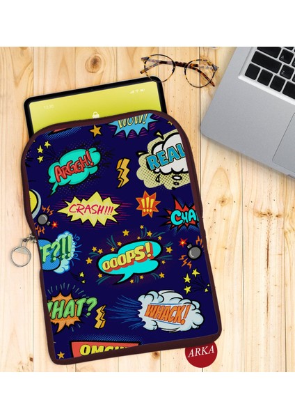 Gift Pop Art Tasarımlı Taşınabilir Koruyucu Tablet Kılıfı & Organizer Çanta - Bordo-3