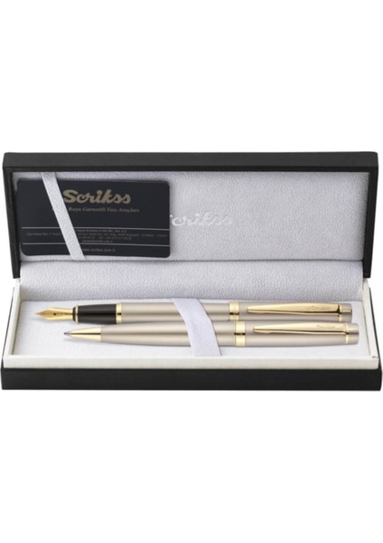 Scrıkss 38 Saten Altın Dolmakalem+Tukenmez modelleri