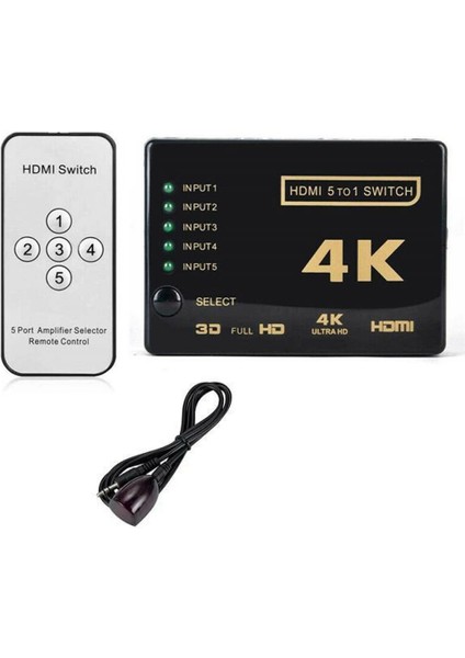 2128 4k Hdmi Çoklayıcı Çoğaltıcı Switch Splitter 5 Port Kumandalı Ultra Hd