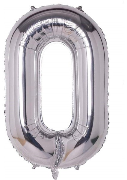 100 cm Rakam Gümüş Folyo Balon 0123456789