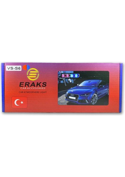 Araç Içi Vantuzlu Çakar Lamba Kırmızı - Mavi Renk 6 Led 12v