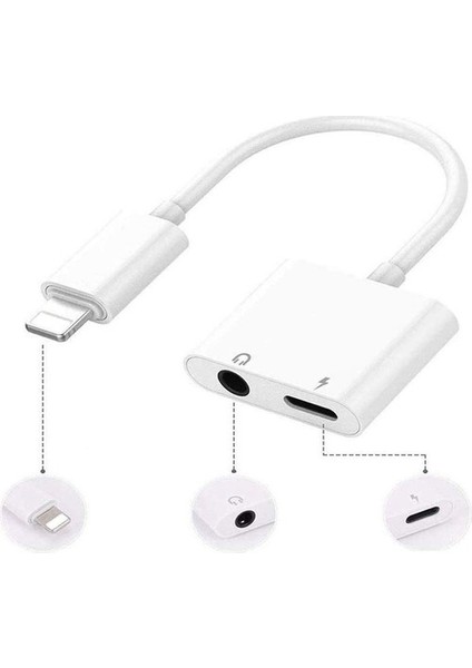 2in1 Kulaklık Çevirici Lightning Aux Dönüştürücü