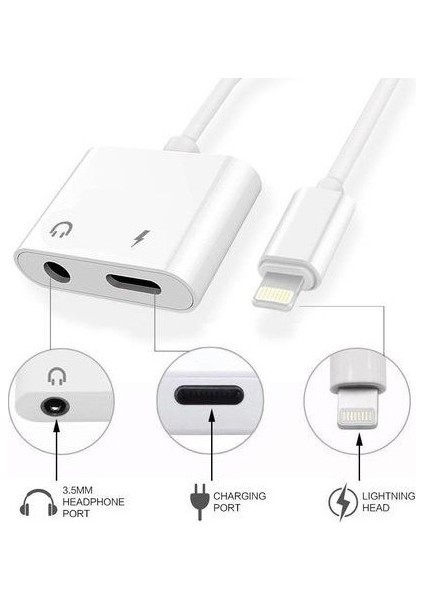 2in1 Kulaklık Çevirici Lightning Aux Dönüştürücü