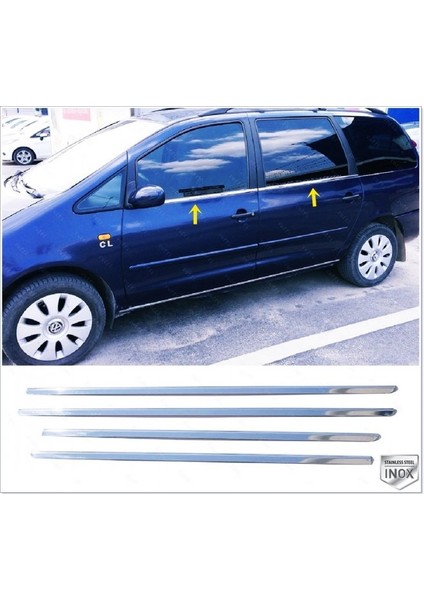 Seat Alhambra Krom Cam Çıtası 4 Parça 1996-2010 Paslanmaz Çelik