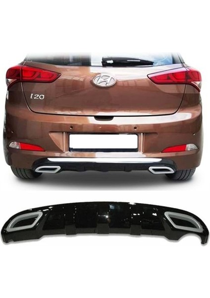 Hyundai I20 Sport P Black Difüzör + Krom Egzos Ucu 2014+ Plastik