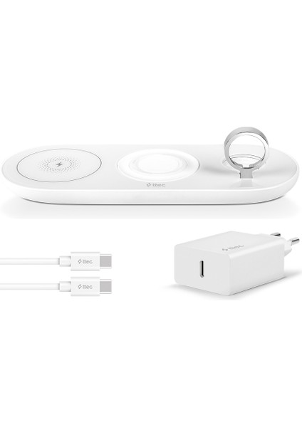 Smartcharger Air iPhone Uyumlu+Apple Watch Uyumlu+AirPods Kablosuz Hızlı Şarj Aleti ve Pd 20W Seyahat Şarj Aleti