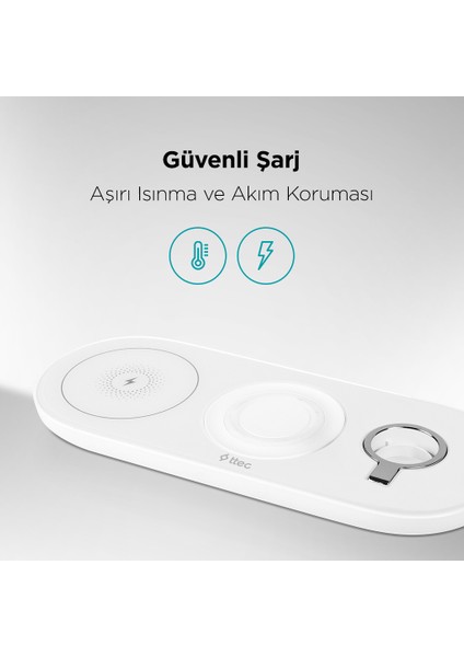 Smartcharger Air iPhone Uyumlu+Apple Watch Uyumlu+AirPods Kablosuz Hızlı Şarj Aleti ve Pd 20W Seyahat Şarj Aleti