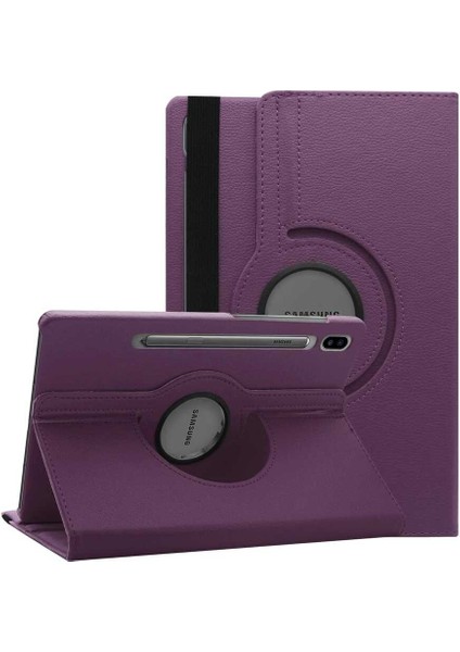 Samsung Galaxy Tab S7 T870 T875 T877 Kılıf 360 Dönebilen Standlı Case Mor