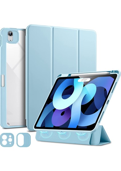 Apple iPad Pro 12.9 3. Nesil Kılıf Kalem Bölmeli Şeffaf Case A1876 A2014 A1895 A1983 Açık Mavi