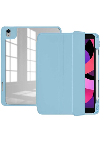 Apple iPad Pro 12.9 3. Nesil Kılıf Kalem Bölmeli Şeffaf Case A1876 A2014 A1895 A1983 Açık Mavi