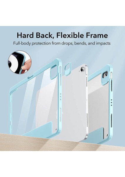 Apple iPad Pro 12.9 3. Nesil Kılıf Kalem Bölmeli Şeffaf Case A1876 A2014 A1895 A1983 Açık Mavi