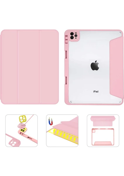 Apple iPad Pro 12.9 6. Nesil 5. Nesil 2021 2022 Kılıf Kalem Bölmeli Şeffaf Case A2378 A2379 A2461 A2462