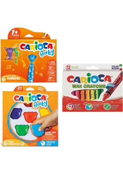 Boya Seti (3 Ürün) - Jumbo Keçeli - Wax Maxi Pastel ve Teddy Crayons 6'lı