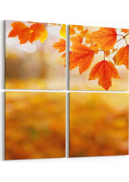 10511K4 Ağaç Görseli Kare 4'lü Kanvas Tablo