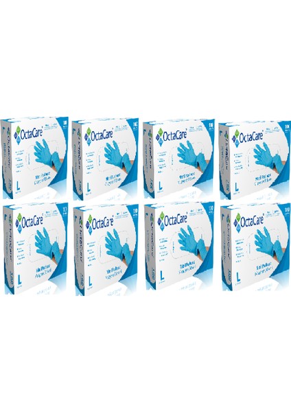Octacare Nitril Pudrasız Muayene Eldiven Mavi L 8 x 100