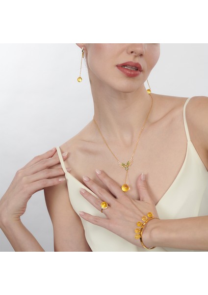 Tek Taşlı Gümüş Kehribar Damla Küpe fiyatları