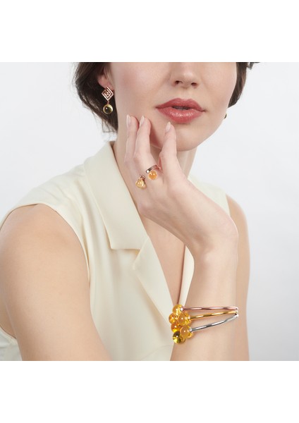 Karo Figürlü Gümüş Kehribar Küpe fiyatları