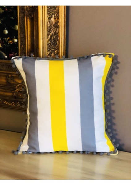 Sarı Çizgili Yastık Kılıfı Model - 1 ( Tam Desen )