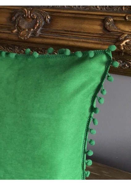 Yeşil Ponponlu Yeşil Yastık Kılıfı Model-2 (Kare) fiyatları
