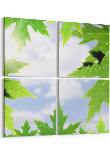 10484K4 Ağaç Görseli Kare 4'lü Kanvas Tablo