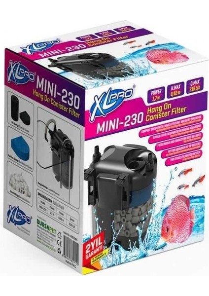 Xlpro MİNİ-230 Dış Filtre 210L/H Dolu