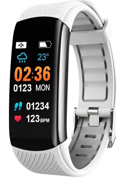 C6S 0.96-Inç Renkli Ekran Bluetooth Su Geçirmez Işlevli Akıllı Saat - Beyaz (Yurt Dışından)