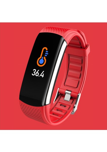 Smart C6T 0.96 Renkli Ekran Termometre Özellikli Hr Akıllı Saat - Kırmızı (Yurt Dışından)