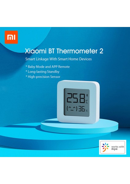 2 Adet Xiaomi Kablosuz Termometre - Beyaz  (Yurt Dışından)