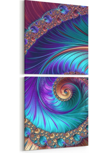 10126K2D Abstract Görsel Kare 2'li Dikey Kanvas Tablo