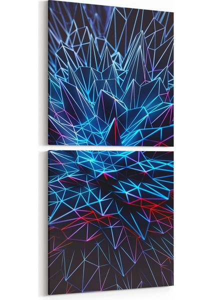 10396K2D Abstract Görsel Kare 2'li Dikey Kanvas Tablo