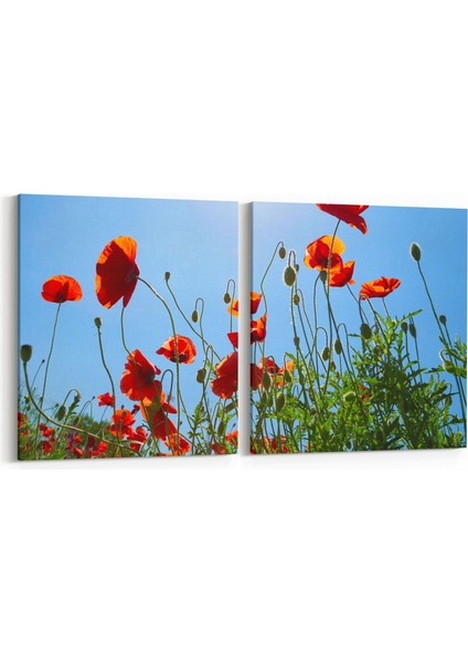 10495K2Y Ağaç Görseli Kare 2'li Yatay Kanvas Tablo