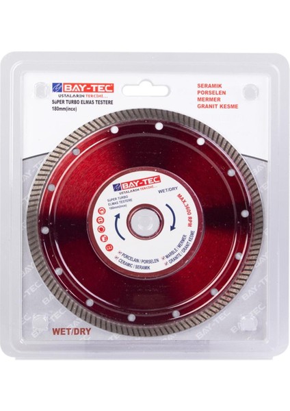 MK0286 Turbo Elmas Testere Kesici Disk 180 Mm(Ince) fiyatları