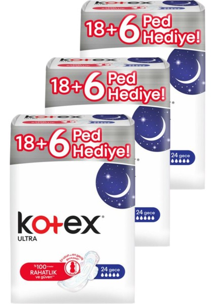 Ultra GECE24'LÜ x 3 = 72 Adet Ped