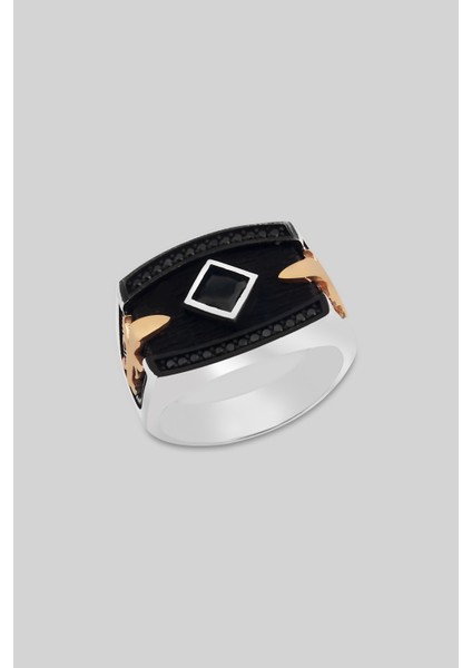 Zambak Figürlü 18 Ayar Beyaz Altın Kaplama Gümüş Yüzük