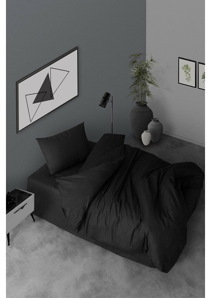 Akfil Pamuklu Siyah Tek Kişilik Nevresim Seti (Çarşafsız)