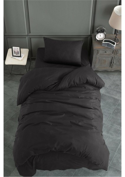 Akfil Pamuklu Siyah Tek Kişilik Nevresim Takımı (Lastiksiz Çarşaflı) fiyatları