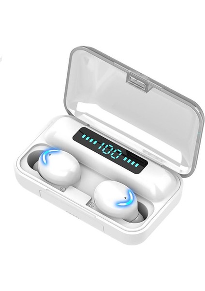 F9 - 5c Nefes Işığı - Dijital Ekran Bluetooth Kulaklık Beyaz (Yurt Dışından)