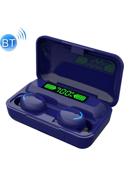 F9 - 5c LED Işık - Dijital Ekran Macaron Bluetooth Kulaklık Koyu Mavi (Yurt Dışından) indirimleri