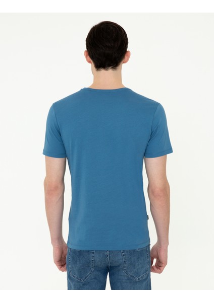 Erkek İndigo Slim Fit V Yaka Basic Tişört 50252211-VR028 modelleri