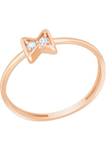 Pembe Altın 14 Ayar Fiyonk Yüzük