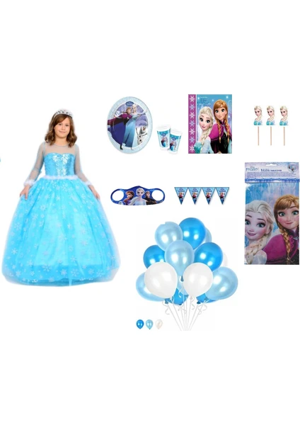 Parti Kırtasiye Frozen Elsa Kostümlü Doğum Günü Seti 8 Kişilik