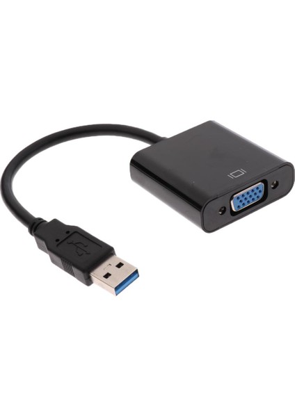 USB 3.0 VGA Harici Video Kartı Çok Monitör Adaptörü Kablosu Dizüstü Bilgisayar # 1 Siyah