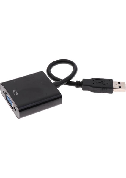 USB 3.0 VGA Harici Video Kartı Çok Monitör Adaptörü Kablosu Dizüstü Bilgisayar # 1 Siyah