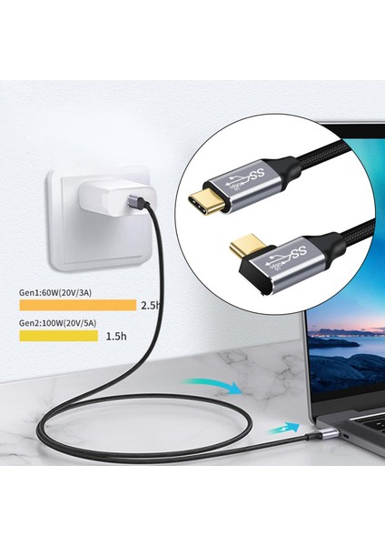 USB C Uzatma Kablosu 100 W Gen2 5A 20V USB 3.1 Pd Dizüstü Bilgisayarlar Için Hızlı Şarj 2m