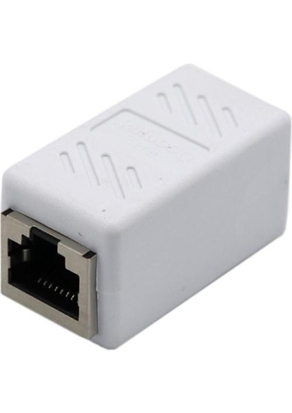 1 - 3RJ45 M / F Ethernet Adaptörü ve Kedi 6 Kablo + F / F Couplic Connector Beyaz