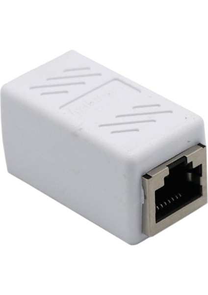 1 - 3RJ45 M / F Ethernet Adaptörü ve Kedi 6 Kablo + F / F Couplic Connector Beyaz